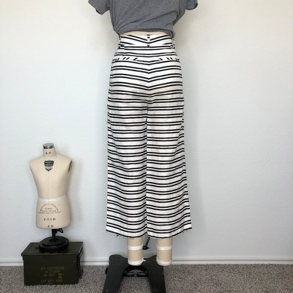 J BRAND Caldwell Cropped Stripe Pants Culottes - Picture 5 of 12